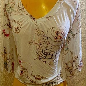 Cute Summery Rose Flower Crop Blouse